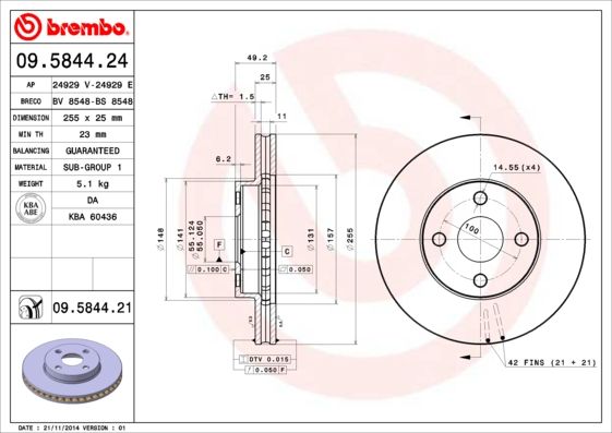 BREMBO 09.5844.24 Brake Disc