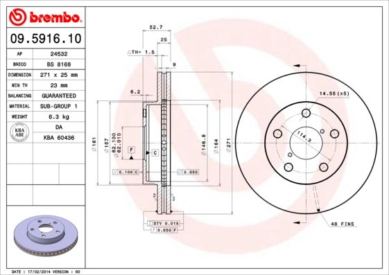 BREMBO 09.5916.10 Brake Disc