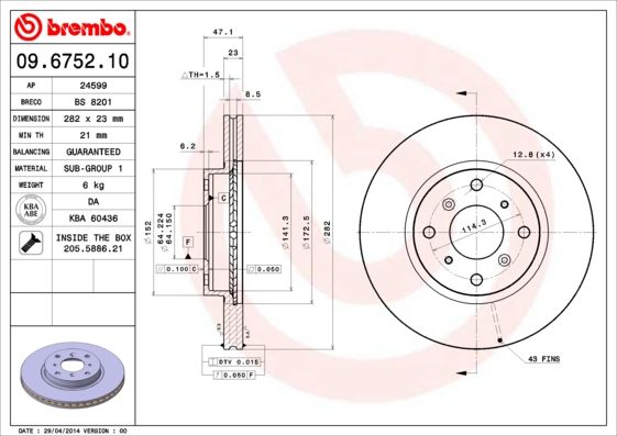 BREMBO 09.6752.10 Brake Disc