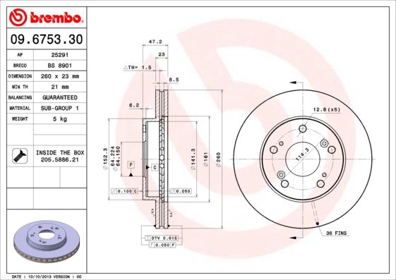 BREMBO 09.6753.30 Brake Disc
