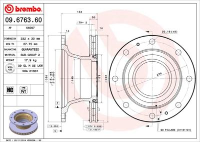 Brake Disc BREMBO 09.6763.60