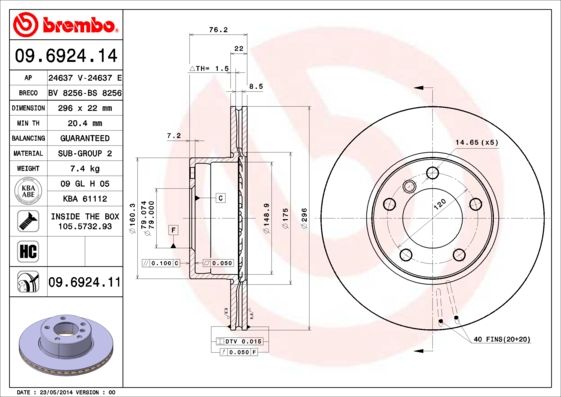 BREMBO 09.6924.14 Brake Disc