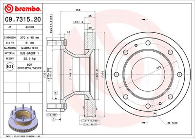 Brake Disc BREMBO 09.7315.20