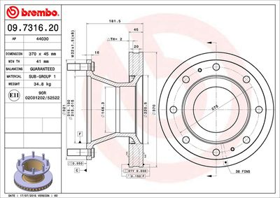 Brake Disc BREMBO 09.7316.20