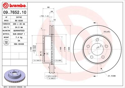 Brake Disc BREMBO 09.7652.10