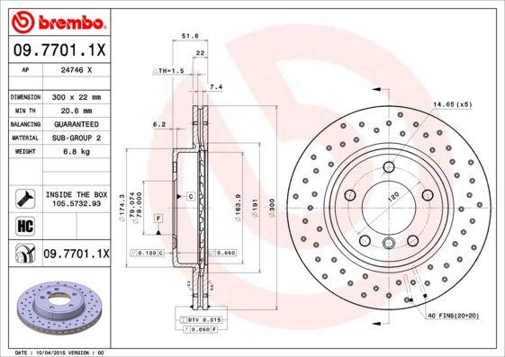 BREMBO 09.7701.1X Brake Disc