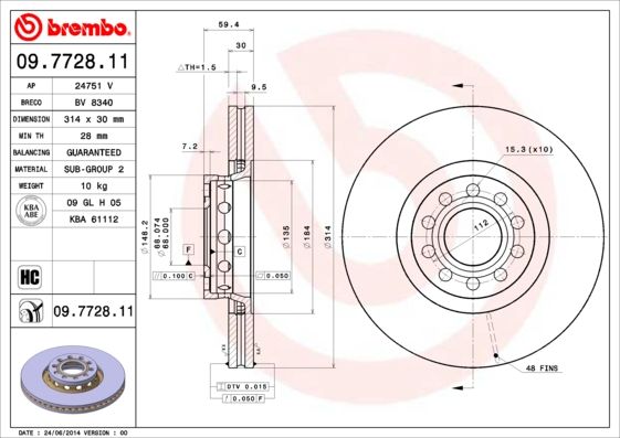 BREMBO 09.7728.11 Brake Disc