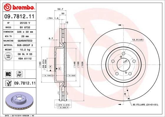 BREMBO 09.7812.11 Brake Disc