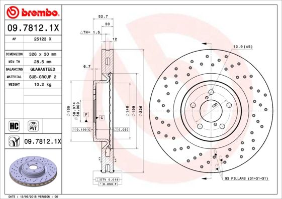 BREMBO 09.7812.1X Brake Disc