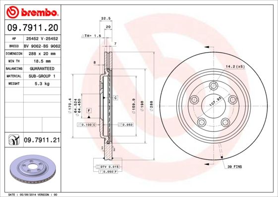 BREMBO 09.7911.21 Brake Disc