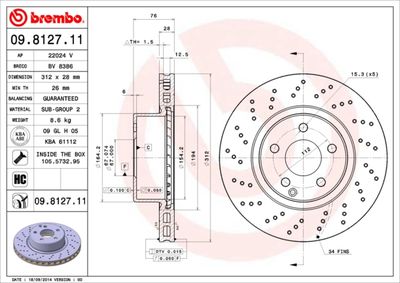 Brake Disc BREMBO 09.8127.11