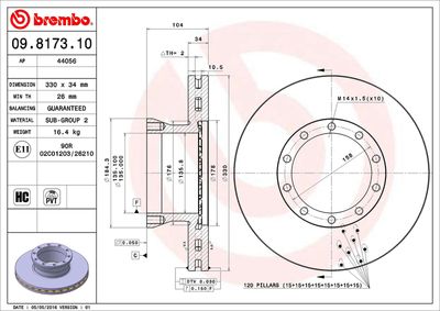 Brake Disc BREMBO 09.8173.10