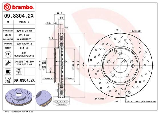 BREMBO 09.8304.2X Brake Disc