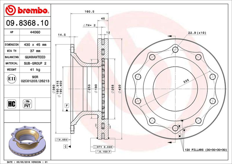 BREMBO 09.8368.10 Brake Disc