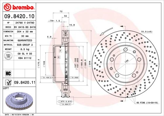 BREMBO 09.8420.11 Brake Disc