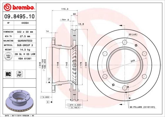 BREMBO 09.8495.10 Brake Disc