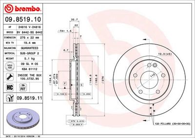 Brake Disc BREMBO 09.8519.11