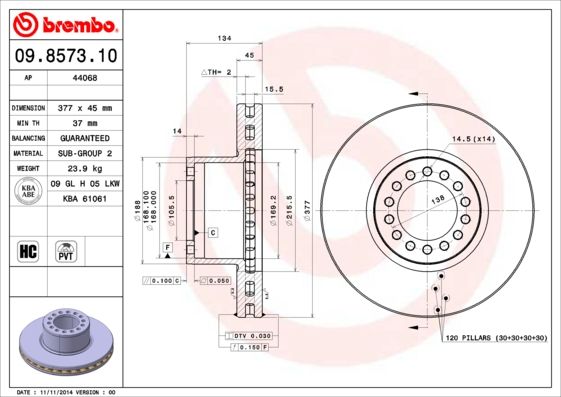 BREMBO 09.8573.10 Brake Disc