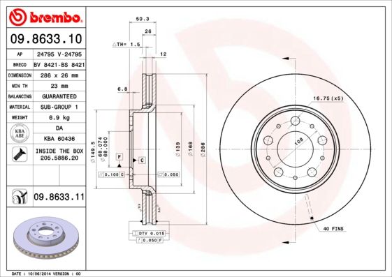 BREMBO 09.8633.11 Brake Disc
