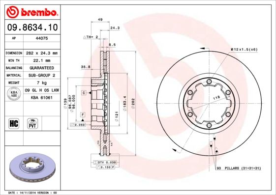 BREMBO 09.8634.10 Brake Disc