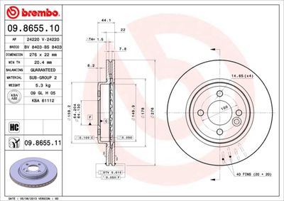 Brake Disc BREMBO 09.8655.10