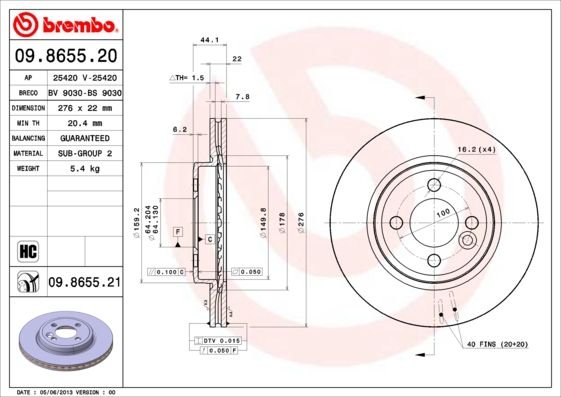 BREMBO 09.8655.21 Brake Disc