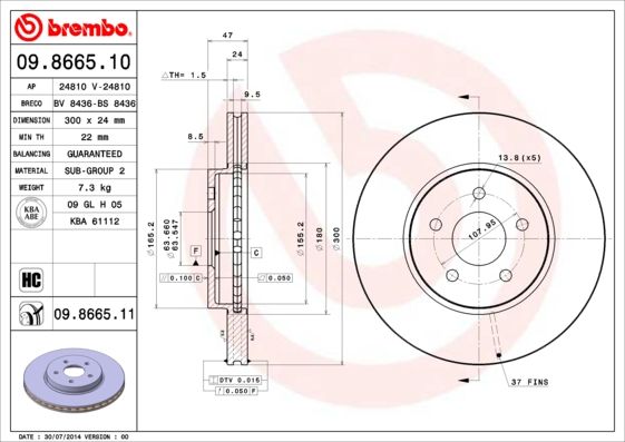 BREMBO 09.8665.11 Brake Disc