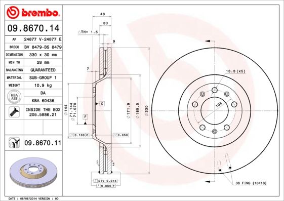 BREMBO 09.8670.11 Brake Disc