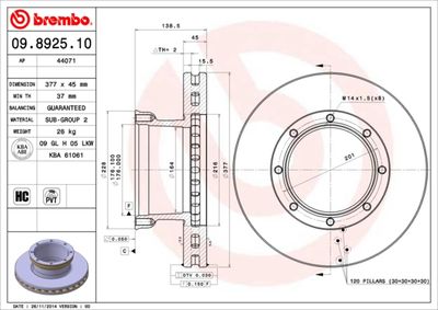 Brake Disc BREMBO 09.8925.10
