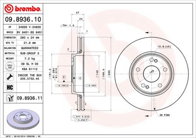 Brake Disc BREMBO 09.8936.10