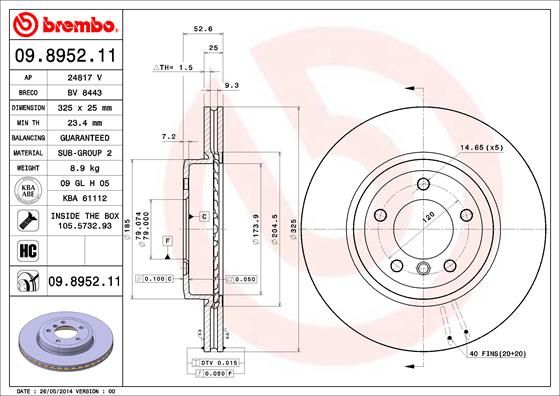 BREMBO 09.8952.11 Brake Disc