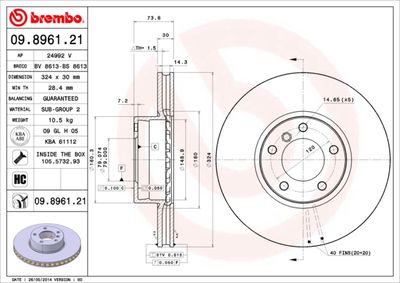Brake Disc BREMBO 09.8961.21