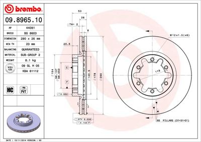 Brake Disc BREMBO 09.8965.10