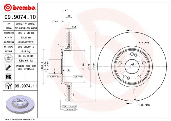 BREMBO 09.9074.10 Brake Disc