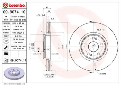 Brake Disc BREMBO 09.9074.11
