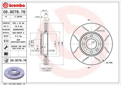 Brake Disc BREMBO 09.9078.76