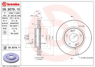 Brake Disc BREMBO 09.9079.11