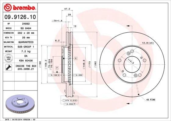 BREMBO 09.9126.10 Brake Disc