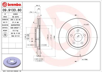 Brake Disc BREMBO 09.9133.81