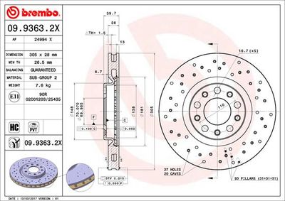 Brake Disc BREMBO 09.9363.2X