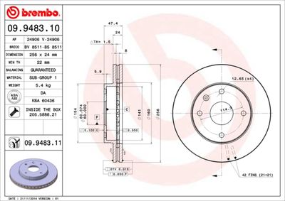 Brake Disc BREMBO 09.9483.11