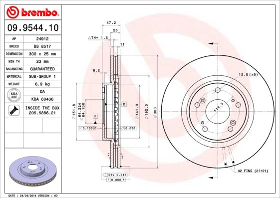 BREMBO 09.9544.11 Brake Disc
