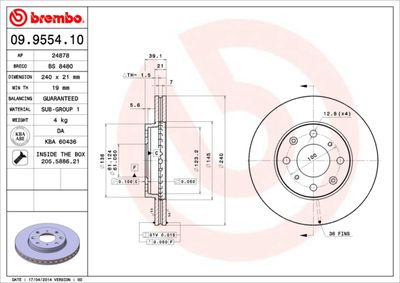 Brake Disc BREMBO 09.9554.10