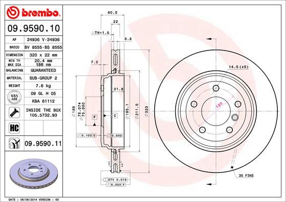 BREMBO 09.9590.11 Brake Disc