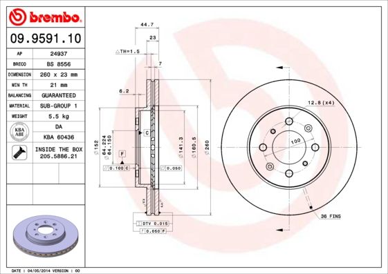 BREMBO 09.9591.10 Brake Disc