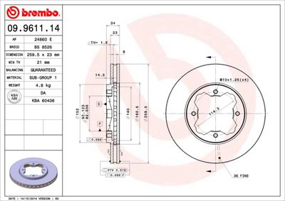 Brake Disc BREMBO 09.9611.14