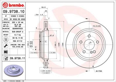Brake Disc BREMBO 09.9738.10