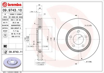 Brake Disc BREMBO 09.9743.10