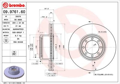 Brake Disc BREMBO 09.9761.60