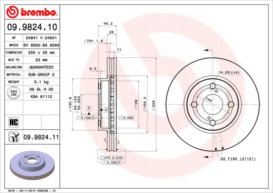 BREMBO 09.9824.10 Brake Disc